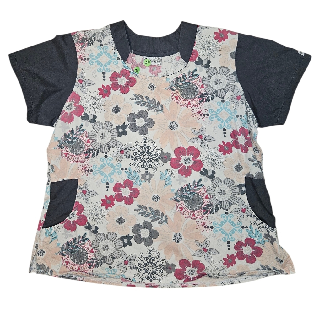 Flowers Scrub Top